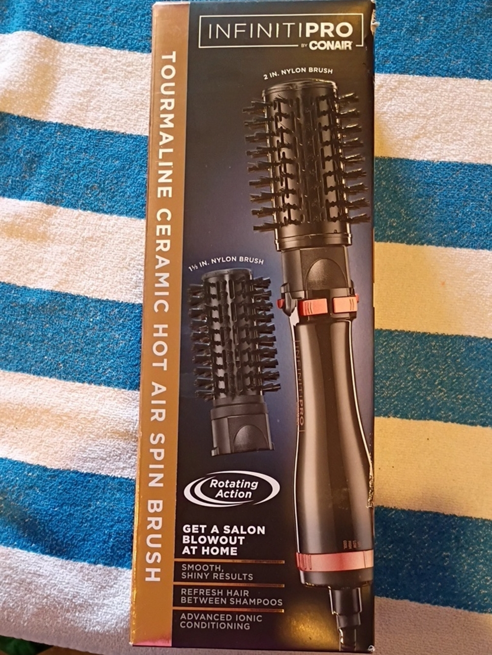 InfinitiPRO by Conair Tourmaline Ceramic Hot Air Spin Brush — Black
